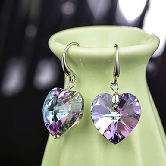 1 Paio di Orecchini a Gancio alla Moda All-Match Orecchini Pendenti a Forma di Cuore con Cristalli Sintetici per le Festività