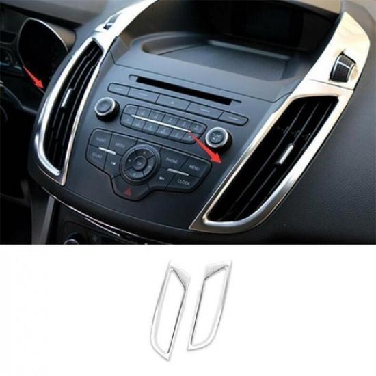 Silver Steel Central Console Air Outlet Vent Trim For Ford Escape Kuga 2013-