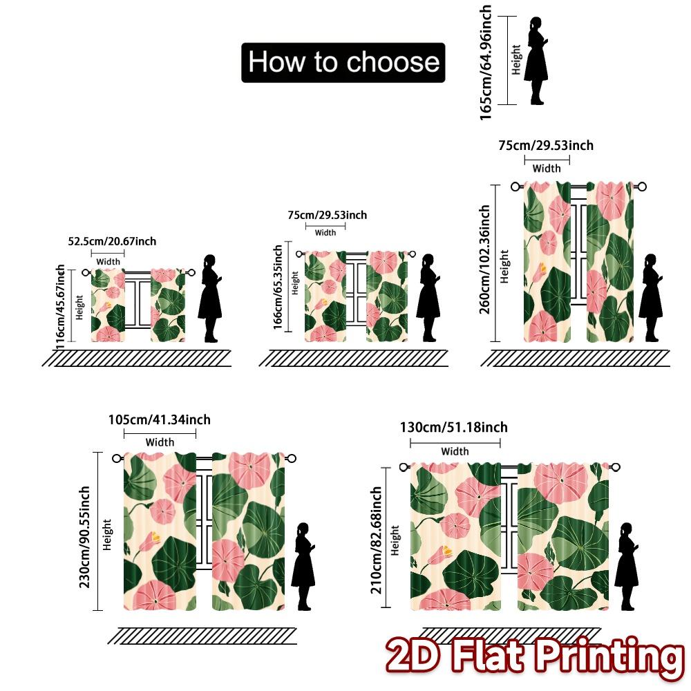 2D Flat Printing,JIT 2pcs, Curtains (Without Rod) Floral Curtain Bliss Popular Curtains&Drapes Durable Polyester Curtains Art