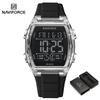 Naviforce Original Outdoor Men Boys LCD Digital Watch Calendar Chronograph Waterproof Night Pattern Silicone Strap Casual Fashion Watch NF6106
