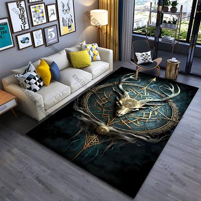 Mystical Antlers Symbolism Intricate Design Carpet Yoga Living Room Room Decor Children's Crawling Mat Doormat Area Rug