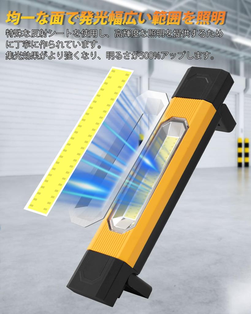 [Emergency Preparedness: Simple and Practical] BORDAN LED Work Light, Rechargeable, with Magnet, Compact, 4400mAH COB Beam, 360° Rotation, Outdoor, Co