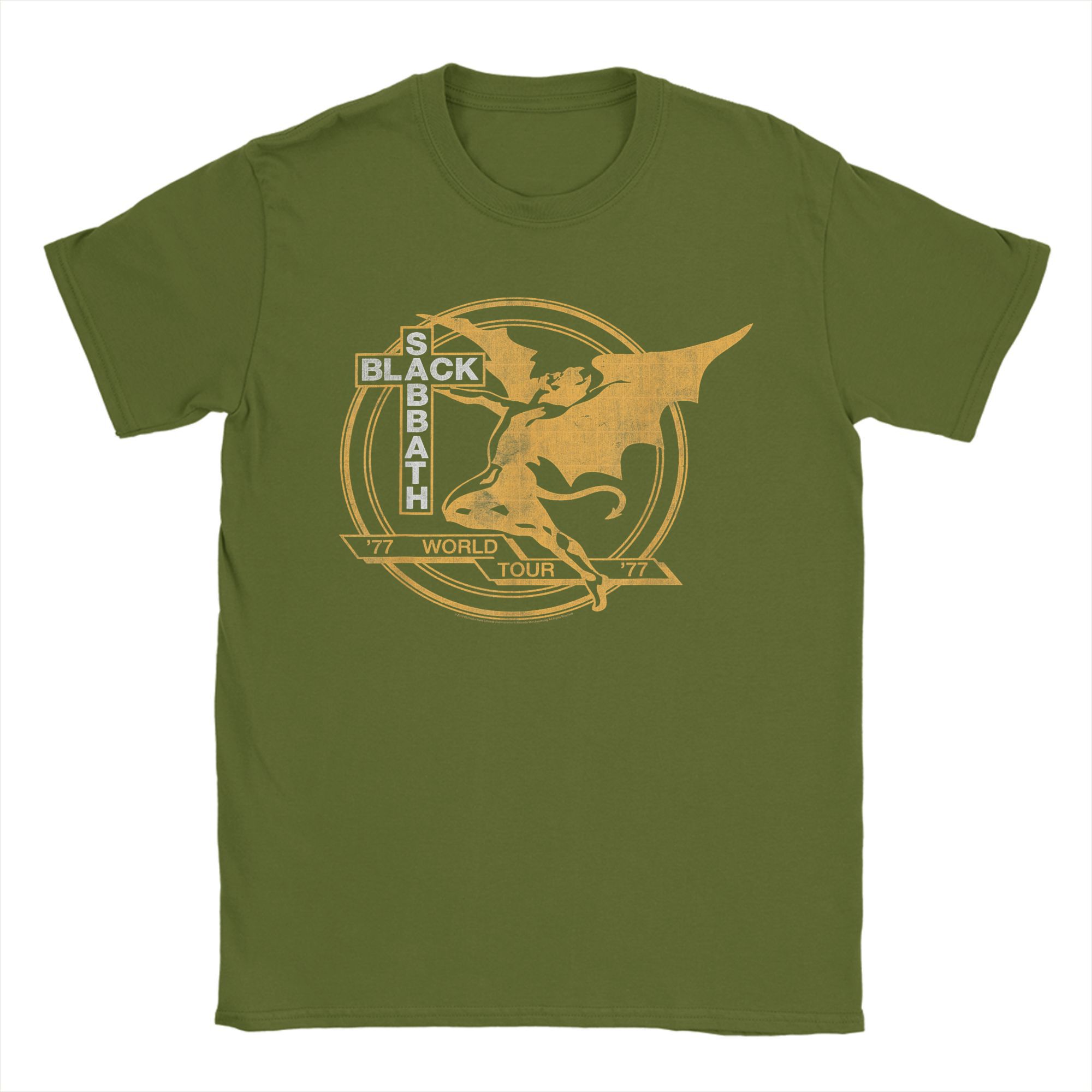 

Mens T Shirt Black Sabbath World Tour 77 T Shirts Popular Summer Tees Streetwear Casual Pure Cotton Clothes Gift 4XL