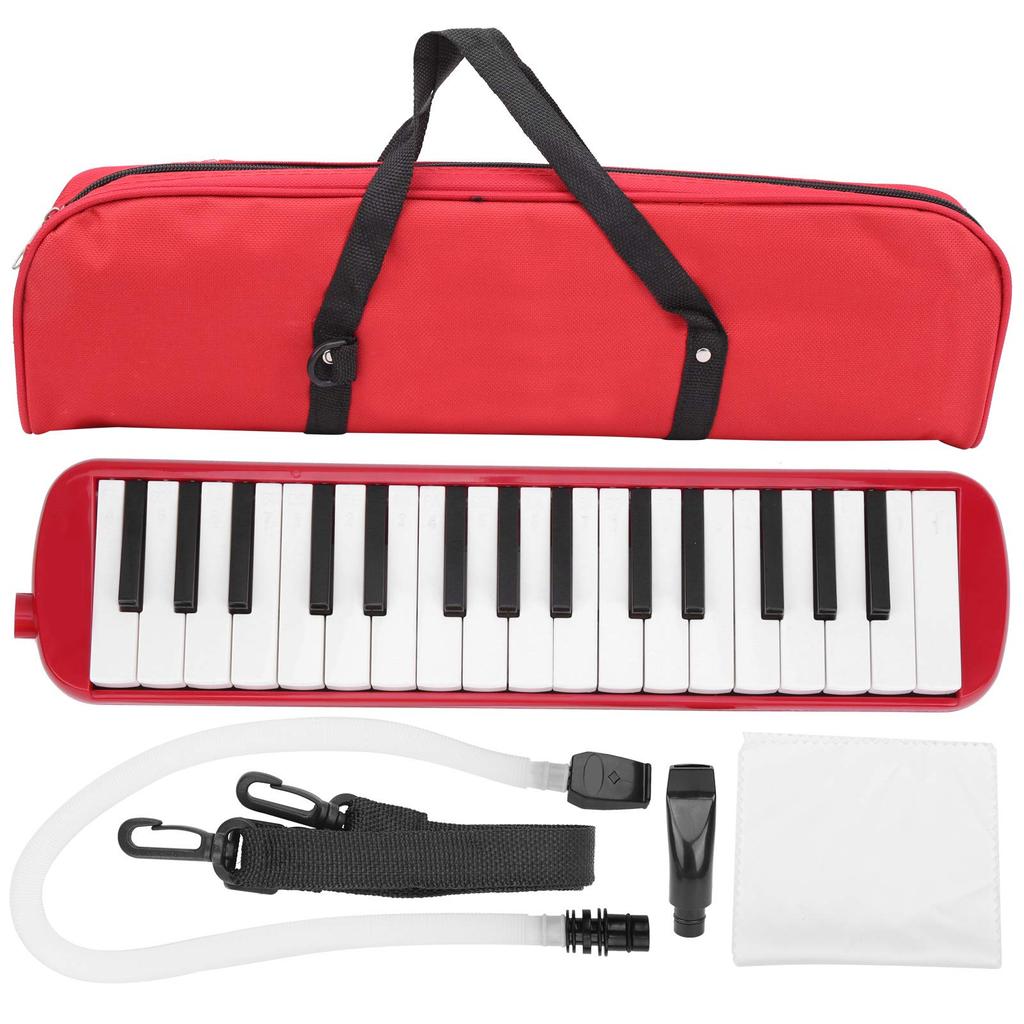 Beginner's 32-Key Melodica, Comfortable for Music Education, Safe and Non-Toxic, Suitable for Elementary and Kindergarten Students (Red)