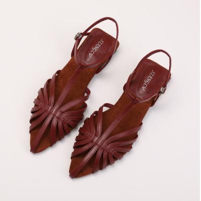 Sandali Romani a Tacco Basso Lavorati a Maglia da Donna Nuovi Stile Estate 2025 Sandali Open-Toe a Gamba Dritta per Viaggi all'Aperto Scarpe da Spiaggia