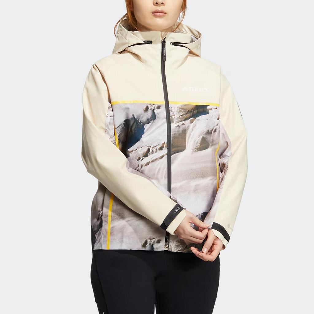 adidas Geacă cu Glugă Outdoor National Geographic Femei Îmbrăcăminte Exterioară Galben IC1992