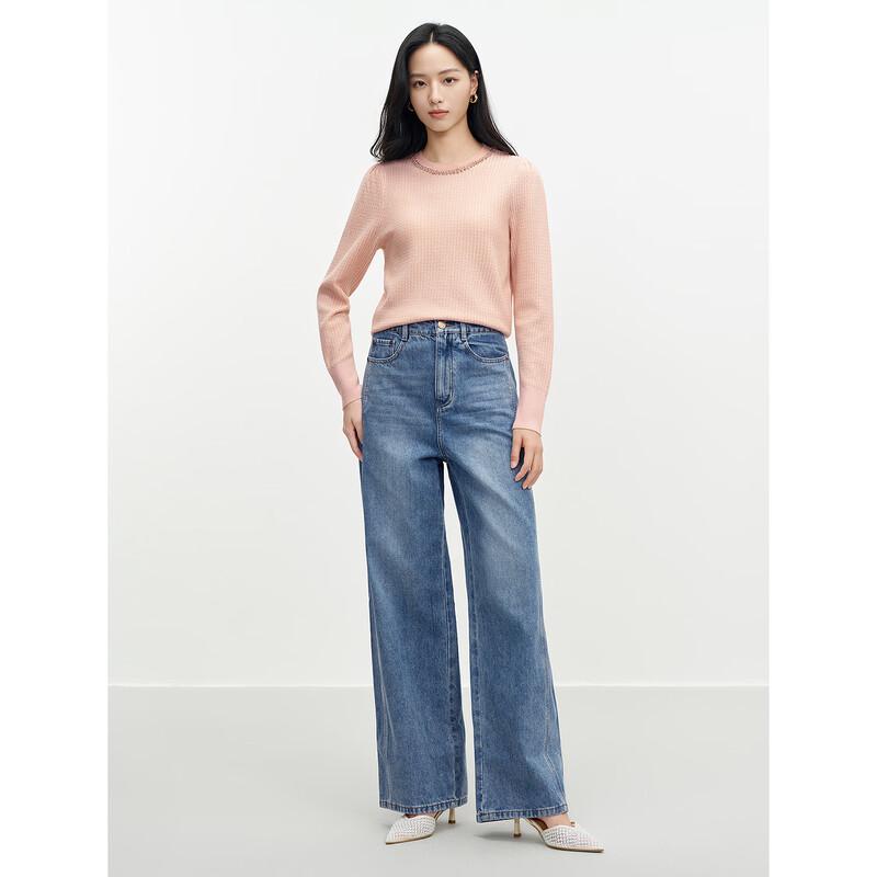 JUZUI Women's Round Neck Wool Knit Sweater
