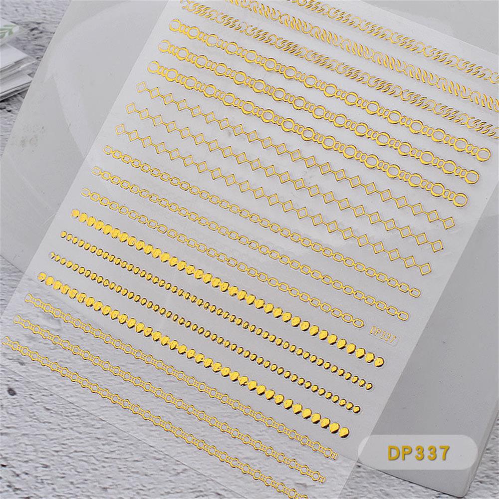 Kokarda serca Manicure złote paski metalowe łańcuszki transfer wody naklejki do paznokci wzory geometryczne ozdoba do paznokci
