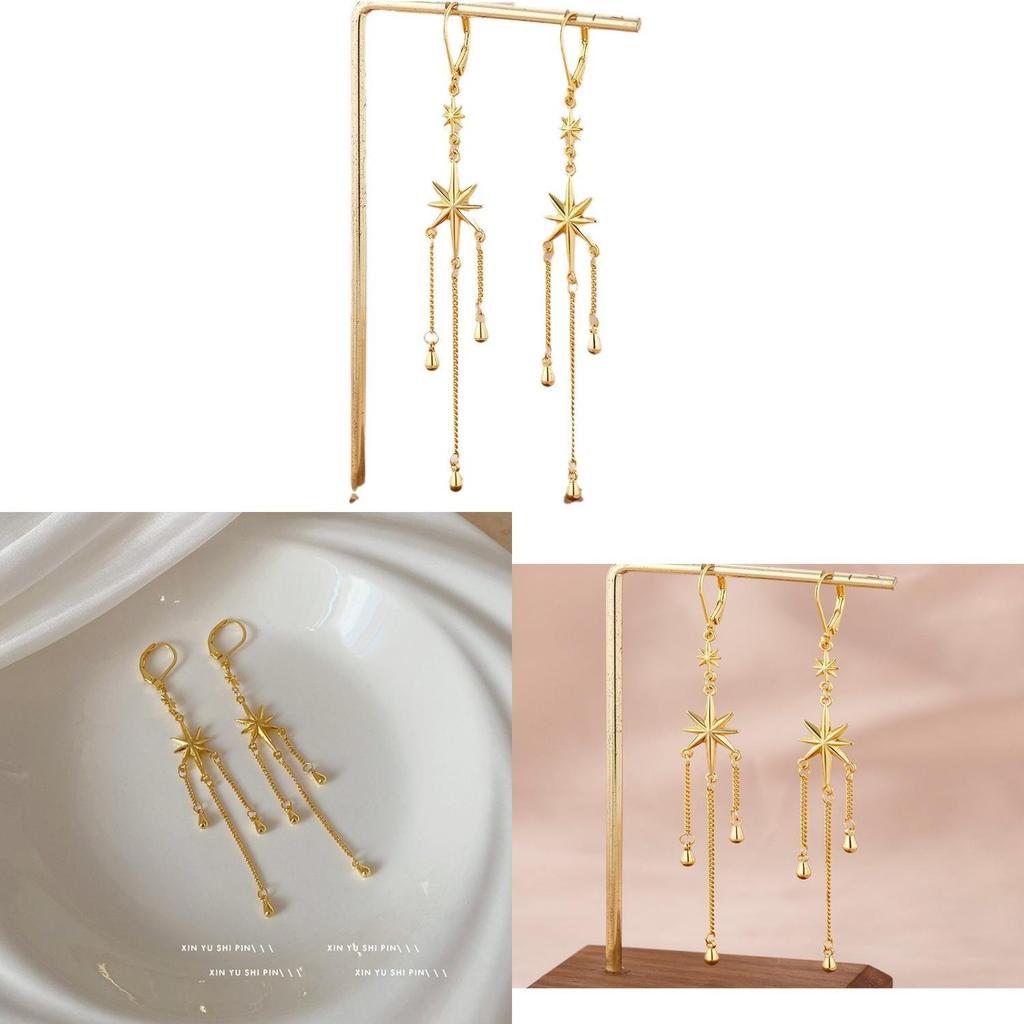 Geometric Star Drop Pendant Earrings For Women With Alloy Electroplating And Unique Style