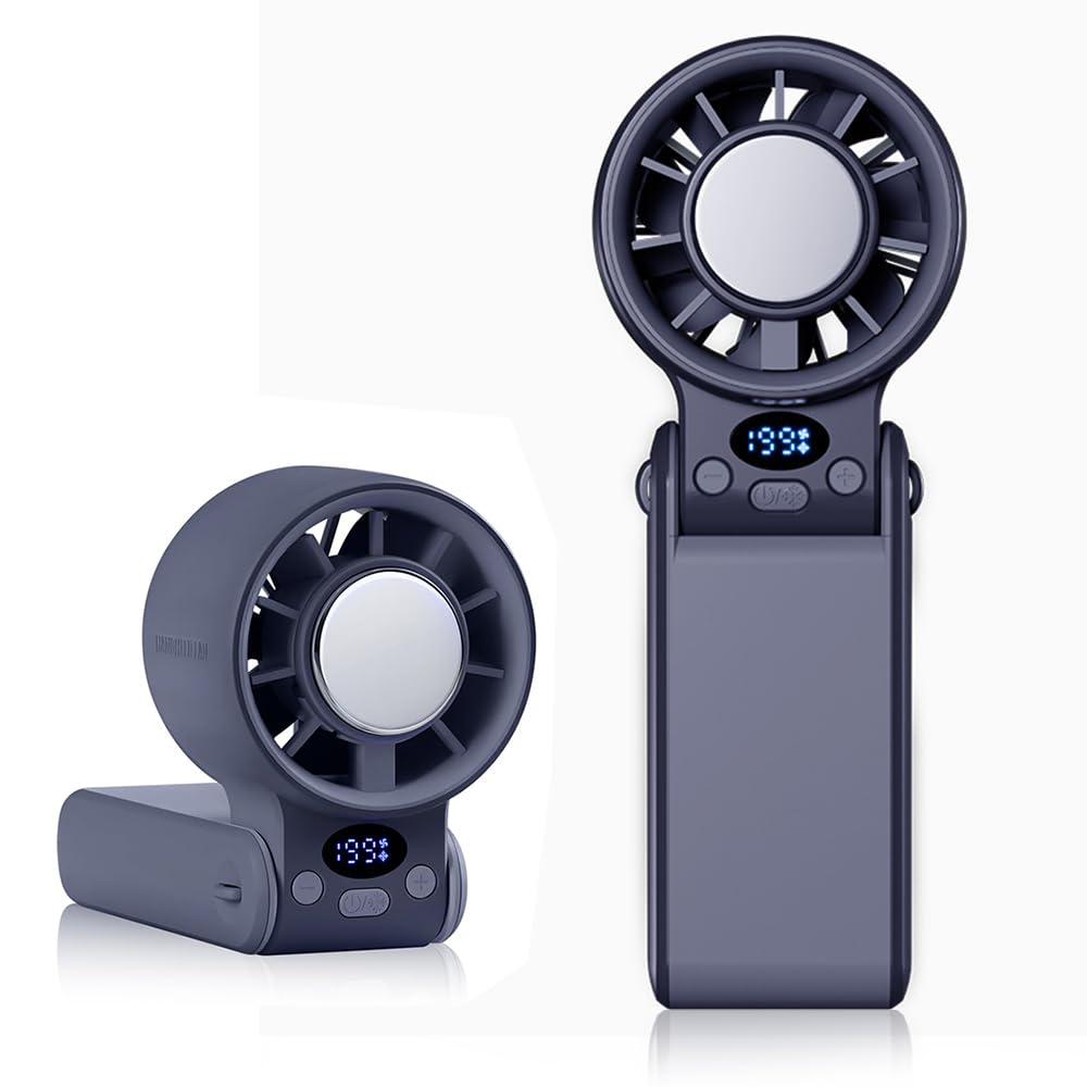 Sedrick Handheld Portable Cooling Cooling Compact Fan Cooling Function Stepless Airflow Adjustment LED Display Foldable Large Capacity 3600mAh Over 20