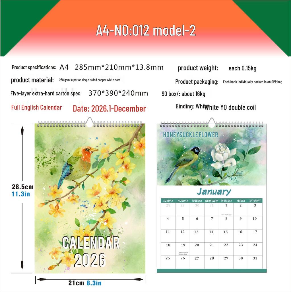 2026 English Wall Calendar - New Styles with Countdown Feature, Various Designs Available