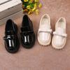 Girls Flats for School Students Black Uniform Shoes Round Toes Glossy  Spring Autumn Children Leather Shoes British Style