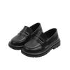 Kids Loafers Slip-on Pu Leather Shallow Black Brown Boys Girls Flat Shoes 21-36 Toddler Fashion Leisure Children Casual Shoe
