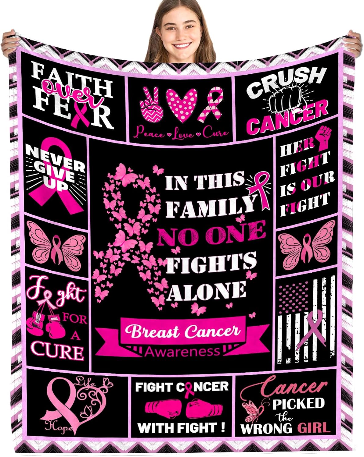 

Breast Cancer Blanket for Women Breast Cancer Survivor Gifts Inspirational Gifts for Woman Blanket Get Well Soon Gift 50X60 In 100cmx150cm