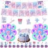 Colorful Demon Hunter Girls Party Tableware Set with KPOP Birthday Plates & Pull Flags Decorations