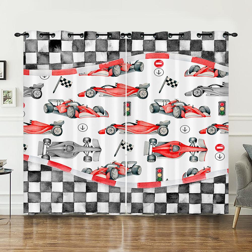 Curtains Car Sports Car Speed Car Decoration Sunshade Digital Printing Curtains Blackout Free Punching