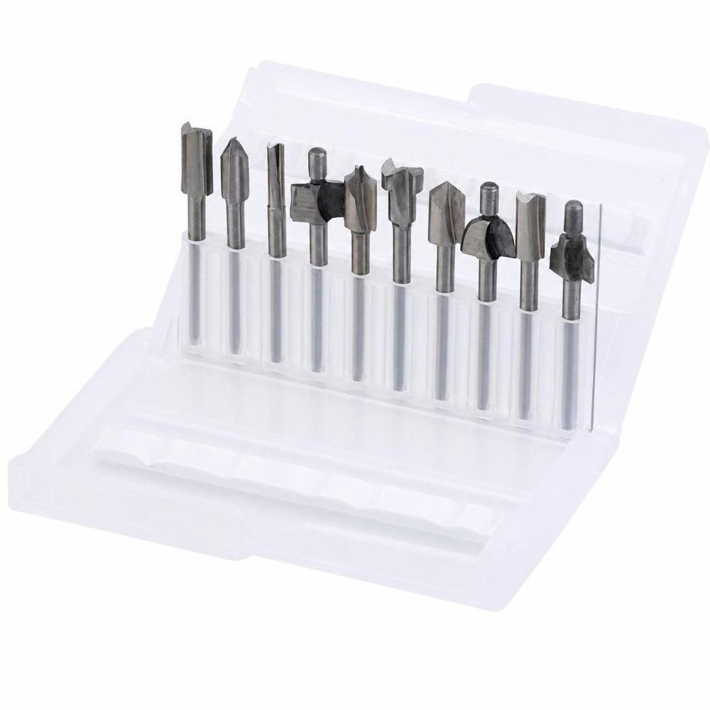 10PCS 1/8" Shank Router Bits Set HSS Material Flush Trim Bit Durable Wood Carving Bit Woodworking