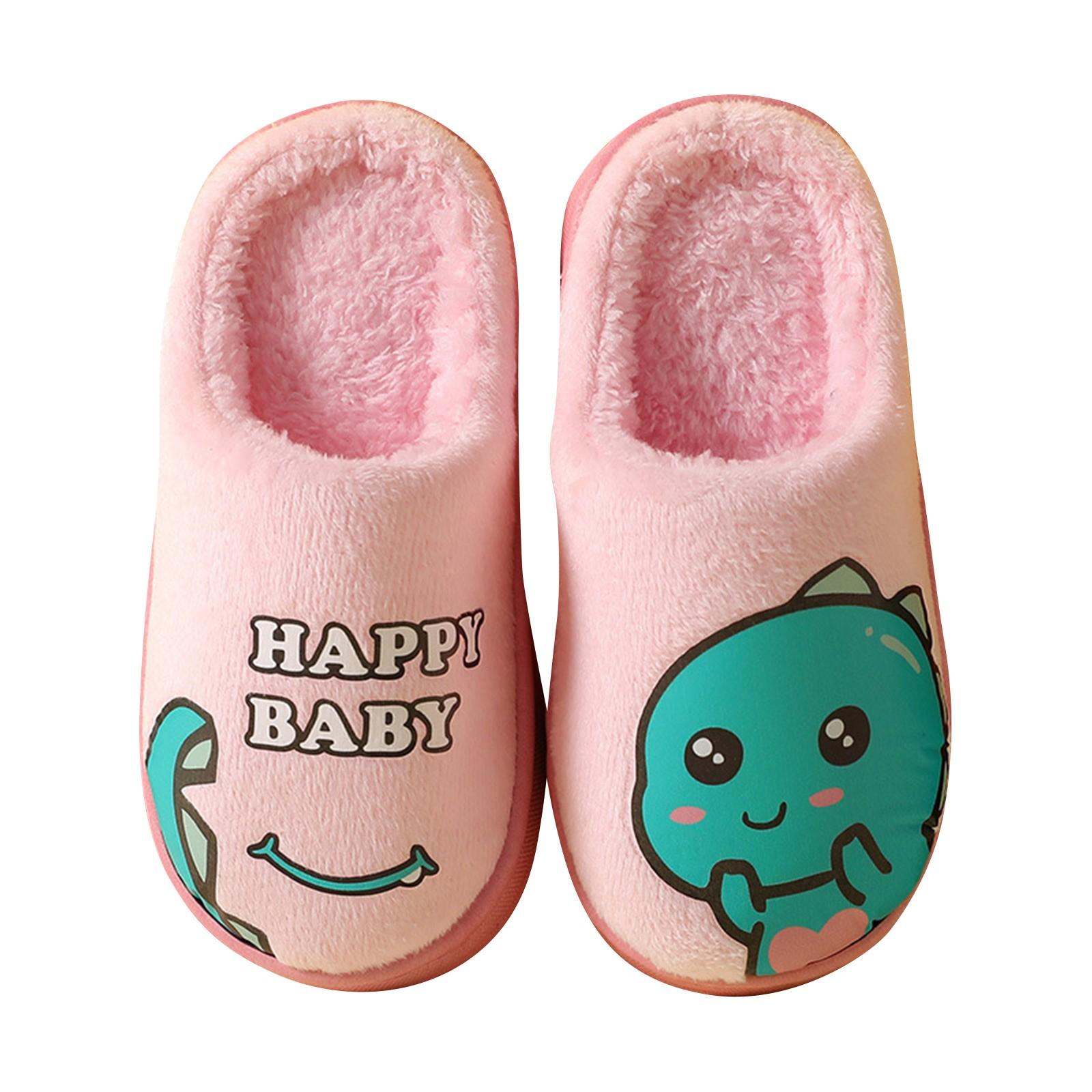 

Детские зимние домашние теплые модные хлопковые тапочки 26 розовый