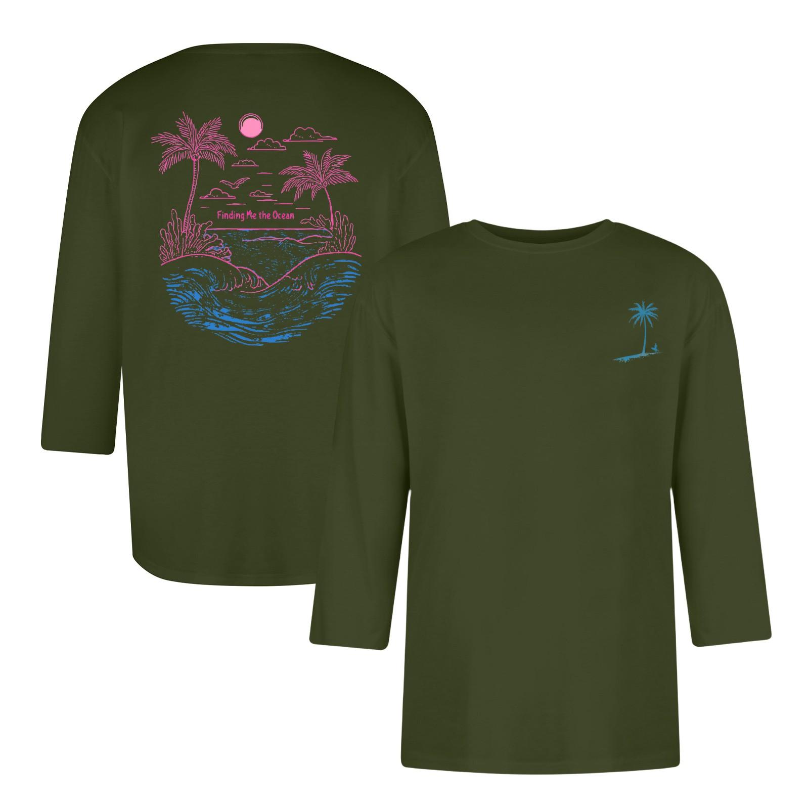 

Мужская повседневная и модная футболка с принтованным воротником и рукавами три четверти XL