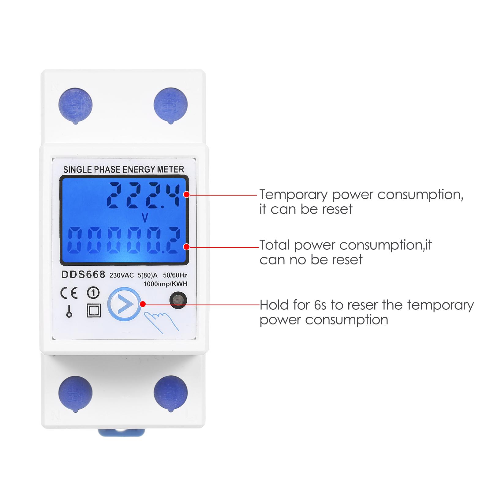 

AC 230V Single Phase Energy Meter With Reset Button With Backlight Single Phase Energy Meter EU