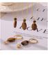 Maillard Geometric Tiger Eye Oval Pendant & Earrings Set In 18K Gold-Plated Titanium Steel