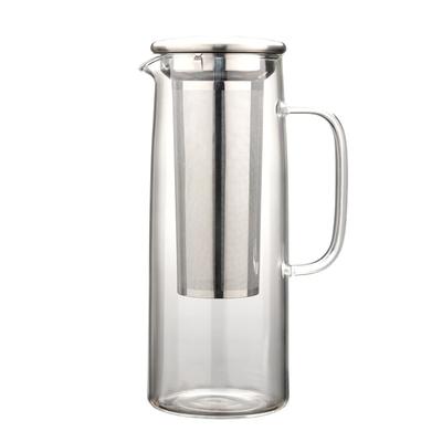 Heiß- und kältebeständige Glaskaffeekanne Cold Brew Kanne Edelstahl großer Filter 1300ml Kaffeekanne Handbrühkanne