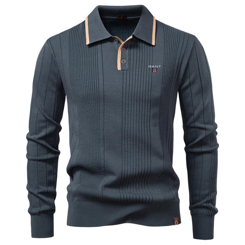 Gant 2025 Autumn and Winter Embroidery New European Size Lapel Men's Sweater Polo Half Zipper High-quality Knitted Sweater Men's Clothing
