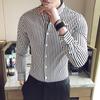 Nové košile s dlouhým rukávem s pruhy pro muže business casual formální halenka
