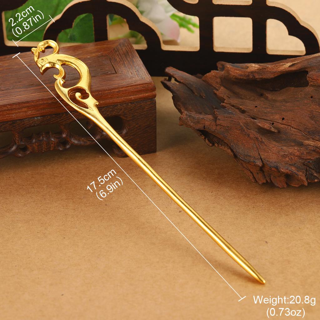 Antique hair accessories new hair fork high-end Hanfu accessories high-end jewelry hollow dragon geometric auspicious cloud hairpin