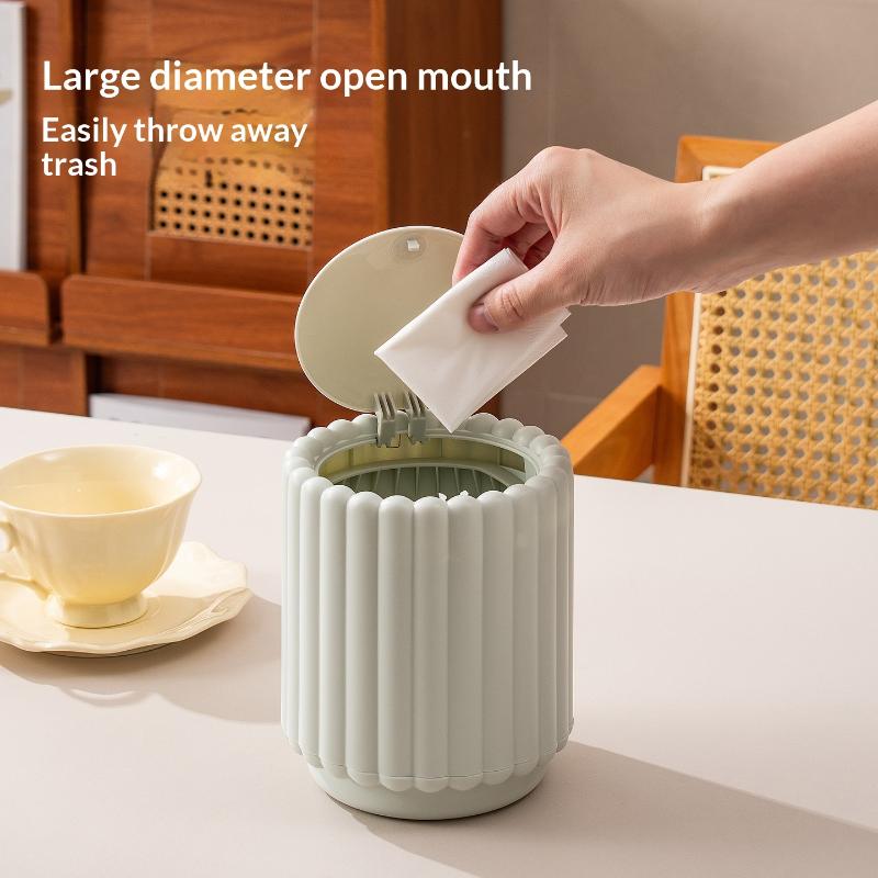 New 2026 Mini Desk Trash Can With Press Open Lid, Large Mouth Sunflower Design Household Waste Bin