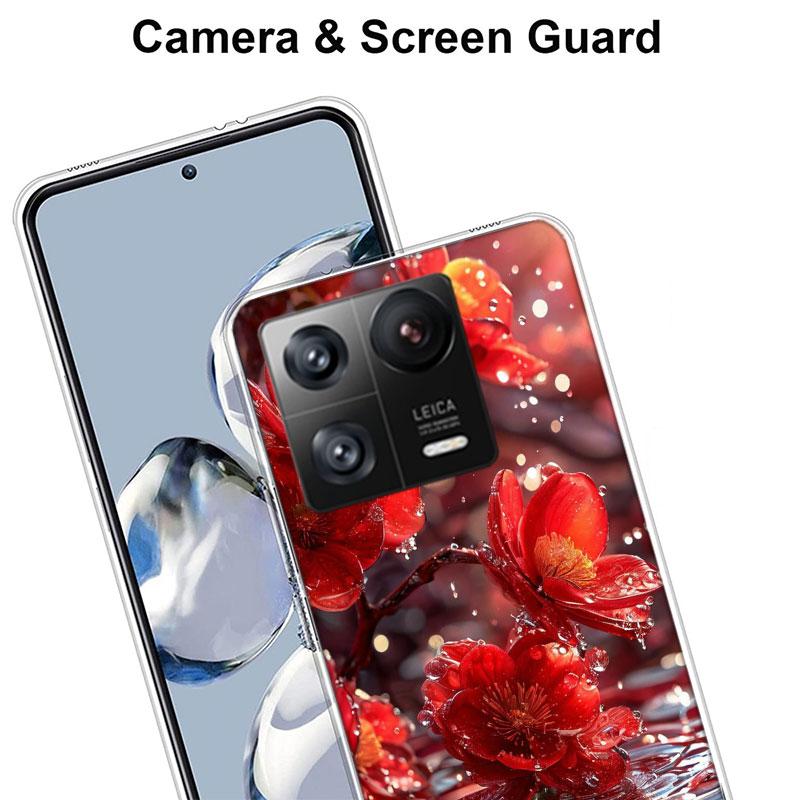 Schneefall Rote Pfirsichblüten Handyhülle Für Xiaomi Poco F7 Ultra X7 X6 M8 M7 M6 M4 M3 Pro X4 Mi 15 15T 14 14T 12T 12S 10T Pro 12