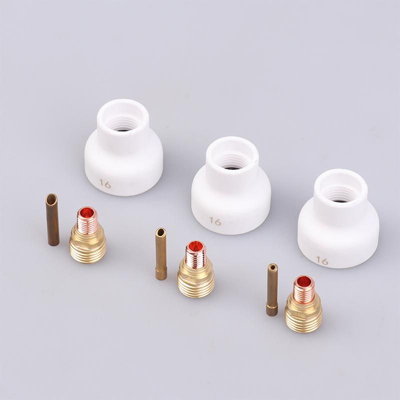 3Pcs TIG Welding #16 1.6/2.4/3.2MM White Ceramic Nozzle Alumina Cup Kit Torches WP9 20 25 Stubby Collets Body Gas Lens Sets