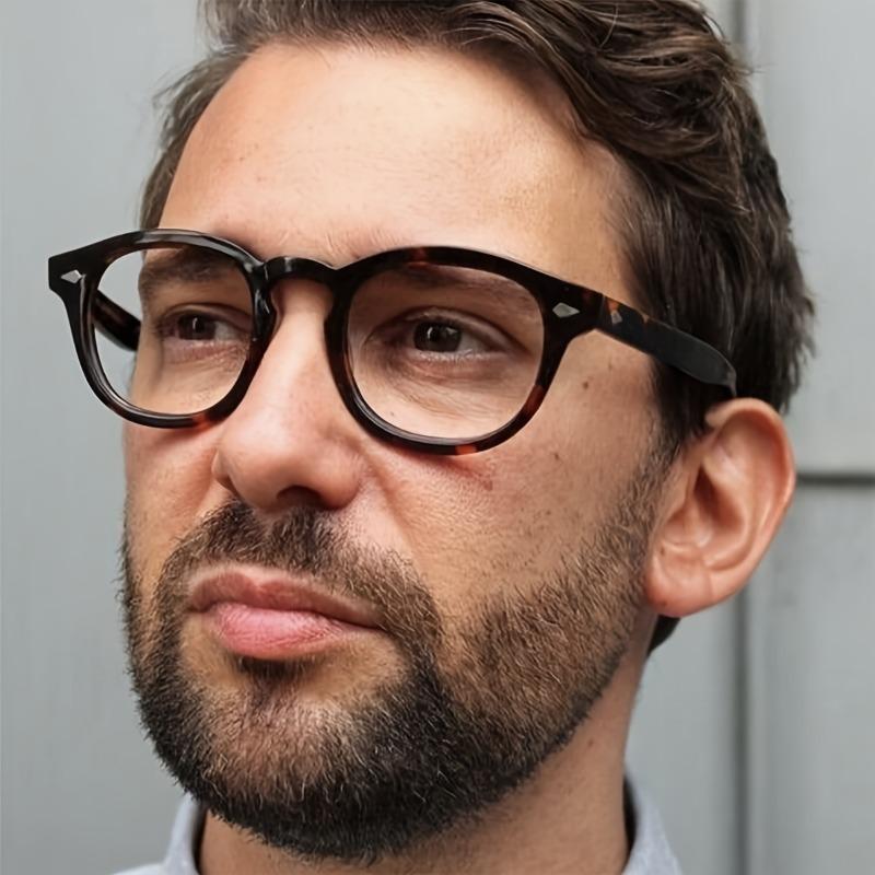 Fashion Round Small Frame Rivet Computer Glasses Classic Tortoiseshell Pattern Men Women Anti Blue Light Ultra Light Vintage Clear Lens Eyewear