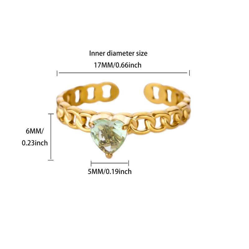 December Birthday Stone Color Love Zircon Ring Women's Chain Ring Niche Opening Simple New Model