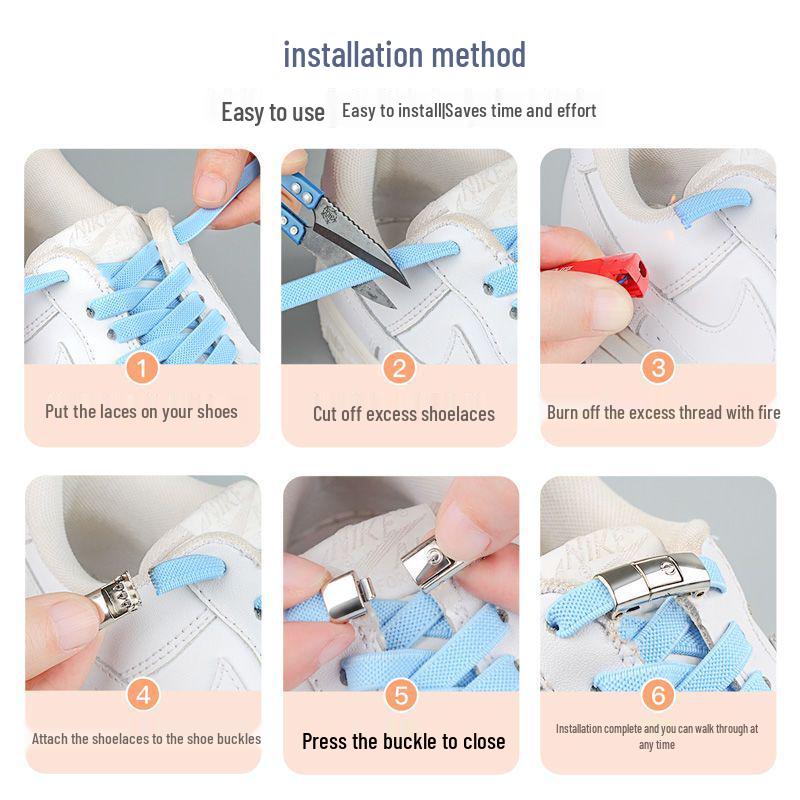 No-Tie Elastic Shoelaces for Kids & Adults - Black & White Flat Stretch Laces