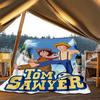 1pc Tom Sawyer Outdoor Flannel Blanket, Lightweight Warm Cozy for Travel Camping Office Soft Polyester Fabric