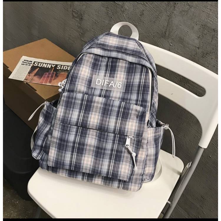 Plaid School Bag Female Korean Version 