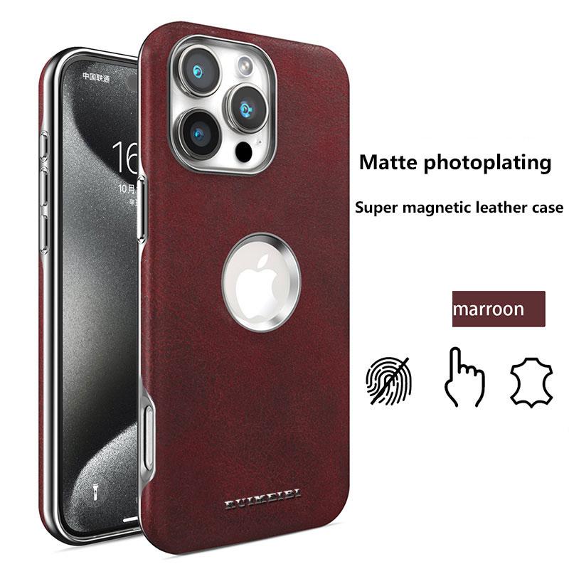 

Magsafe Магнитная Беспроводная Зарядка Роскошный Однотонный Кожаный Чехол для Телефона для iPhone 16 Pro Max 14 12 13 15 Pro Max Чехол-Бампер iPhone 15 Pro Max красный