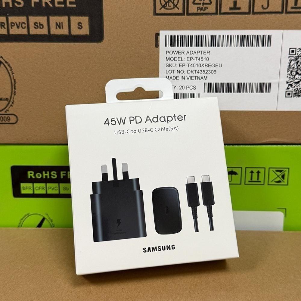 Samsung 45W PD Fast Charger Set (EP-TA845), UK Plug, 5A USB-C to USB-C Cable, Super Fast Charging for Galaxy Phones/Tablets