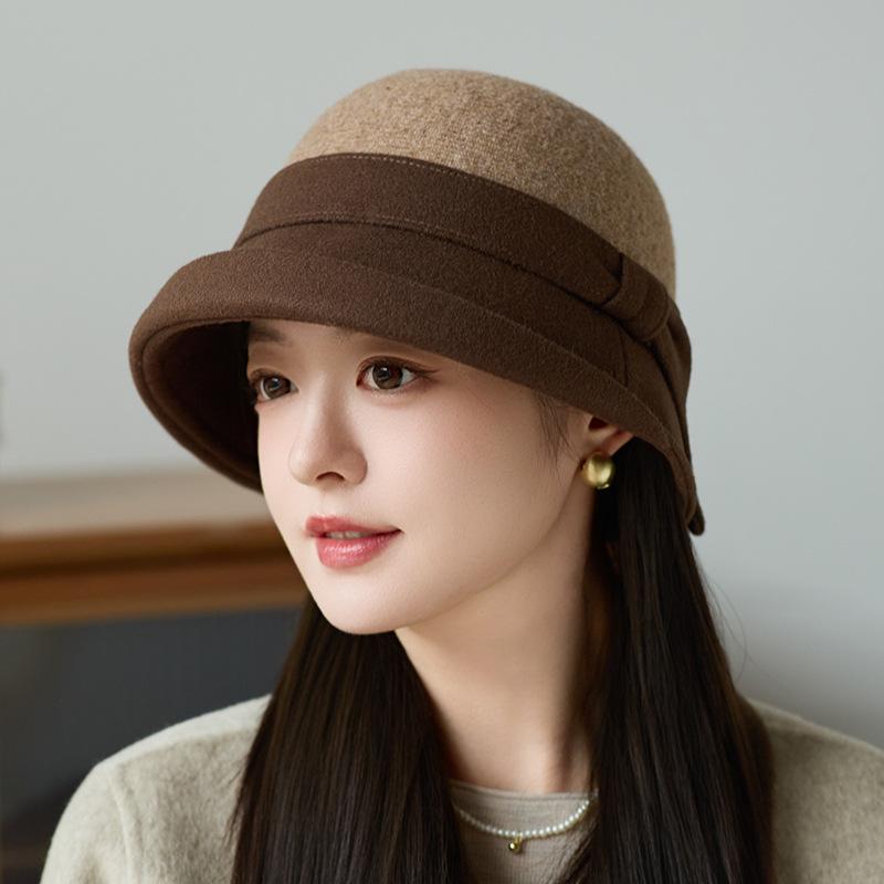 Middle-aged and Elderly Fashion Basin Hat Women's Autumn and Winter Elegant Warm Top Hat New Fashion Bucket Hat