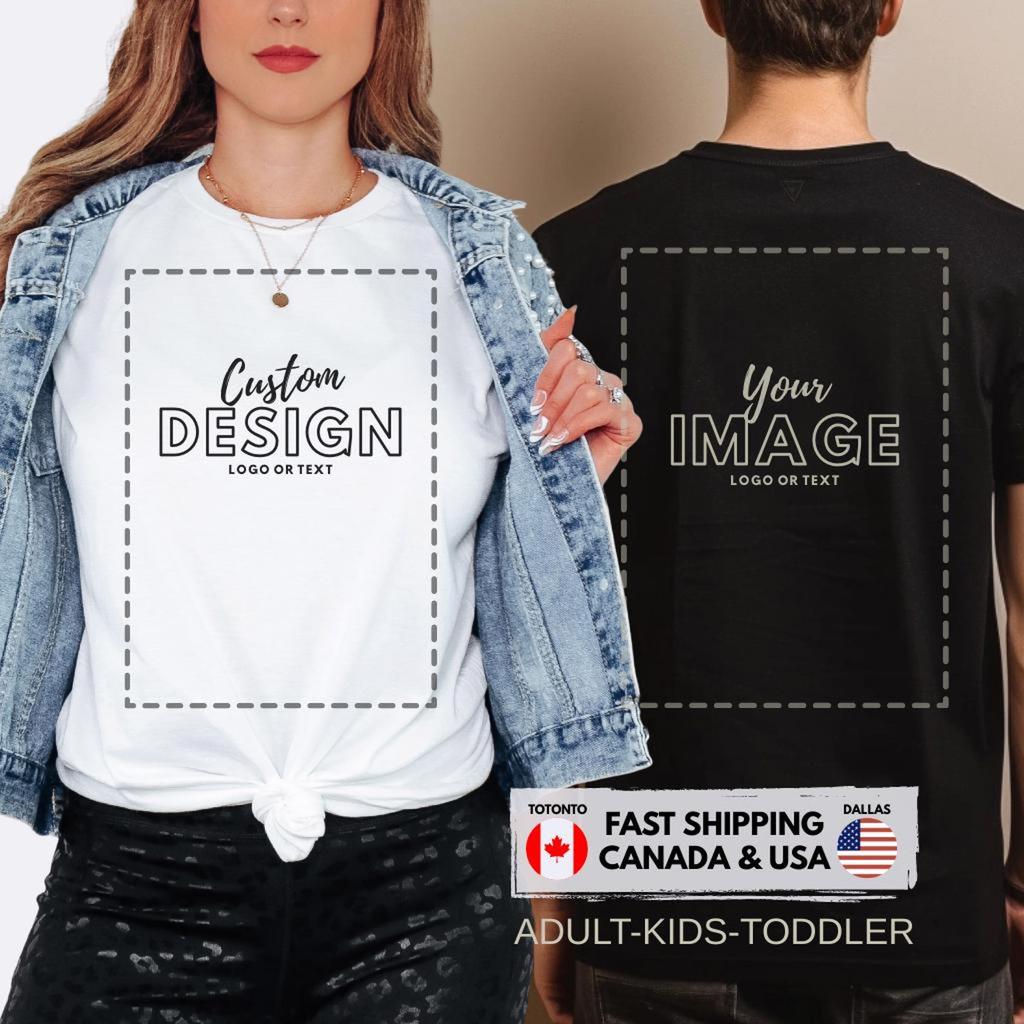 Custom Shirt | Personalized Tshirt Design, Create Your Own Graphic Tee, Customized Text and Logo T-Shirt for Ladies, Men and Youth