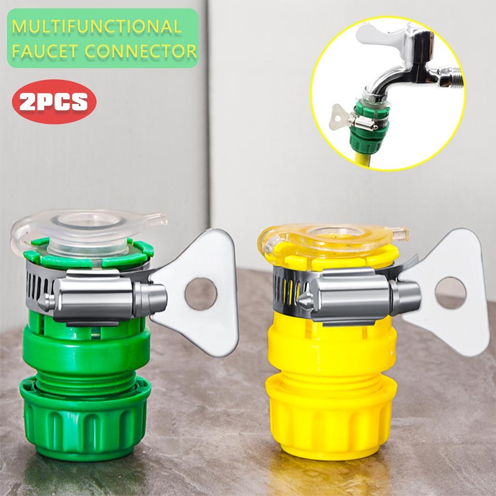 2pcs Quick-Connect Hose Connector With 1/2" Thread Durable 2 In 1 Multi-Face Connector For Kitchen Bathroom Sinks