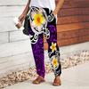 Women Flower Printing Pants Lace Up Elastic Waist Loose  Trousers Casual Long Pants Trousers with Pockets