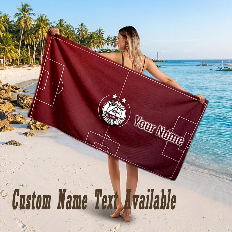 Aberdeen FC Design Beach Towel Custom Text Large Towel for Beach Vacation