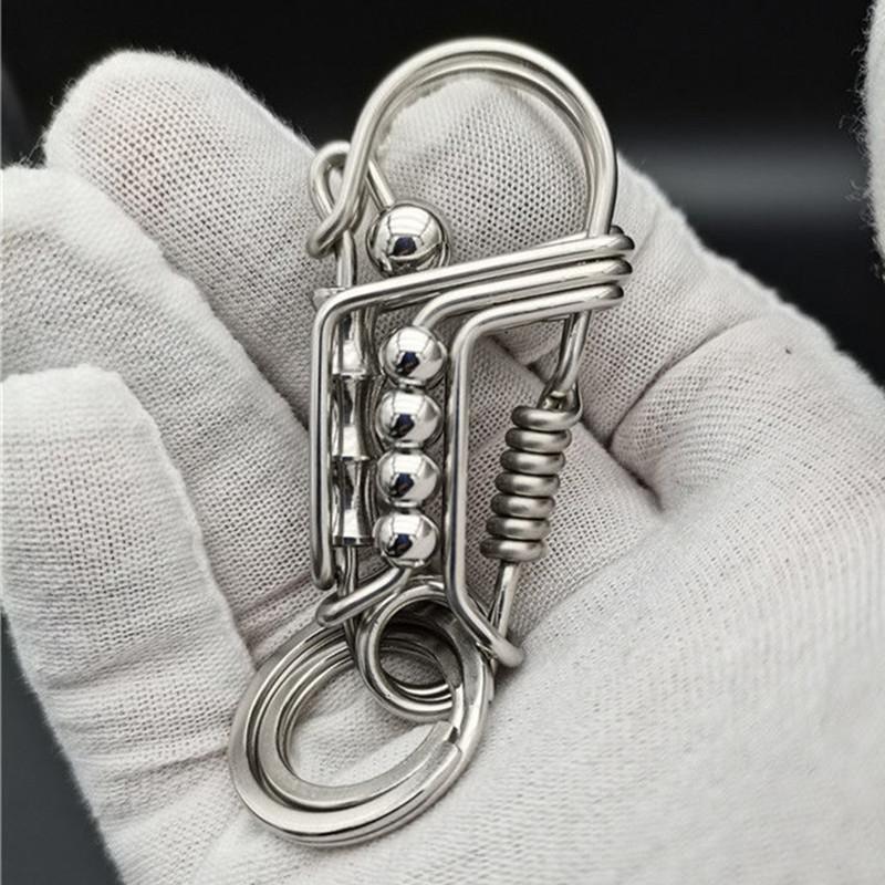 Stainless Steel Handicraft Key Ring Hanging Pendant Matte Bead Trinket Card Bag Keyring Creative Lovers Gift Small Decoration