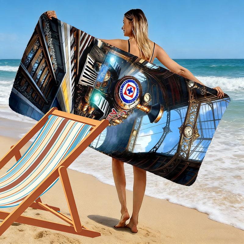 Cruz Azul Print Beach Towel, Large Soft Quick Dry Towel for Beach Camping Swimming