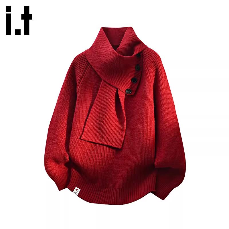 CHOCOOLATEit Women s Scarf Collar Knitted Sweater 3XL
