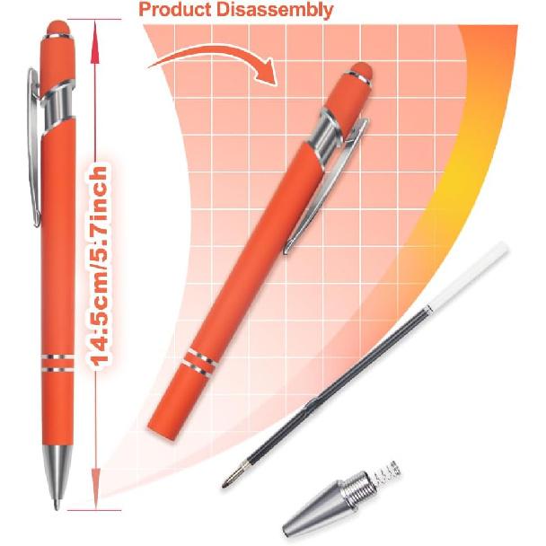 ELANE 8 Pcs Personalized Ball Point Pens with Stylus Tips Ballpoint Smooth Writing Pens,1.0 Mm 2-in-1 Stylus Pens for Touch Screens Pirational Gifts