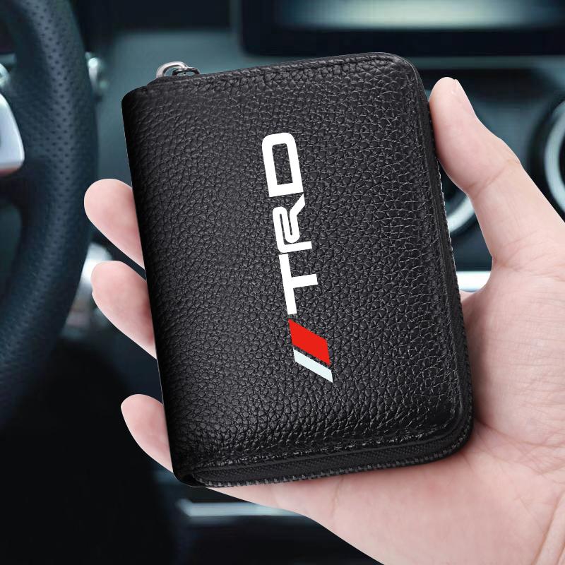 Genuine Leather Car Driver's License, ID Card, Bank Card Wallet for Toyota TRD GR Yaris Hilux Corolla Prius Avensis Emblem Auris Rav4