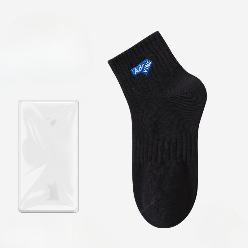 

Мужские весенне-летние модные носки с вышивкой и надписями, дышащие, не скатывающиеся, для движения в трубе, хлопковые 1 pair чёрный